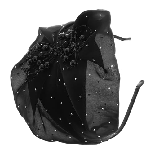 LOORGVEL Eleganter Fascinator Haarschmuck Für Damen Stilvolles Halb-hut Haarband Für Hochzeiten Abendveranstaltungen Und Teepartys Modisches Accessoire Mit Silberpunkten von LOORGVEL