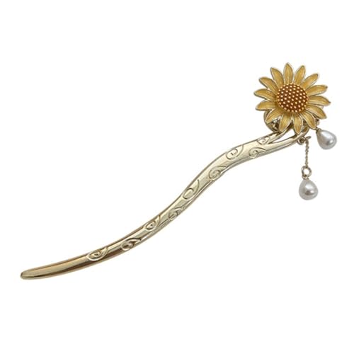 LOORGVEL Eleganter Sonnenblumen Haarstab mit Quaste Haarnadel für Lange Haare Sicherer Modisches Haarschmuck Accessoire für Damen Geeignet für Alltag Hochzeit Party Geschenkidee von LOORGVEL