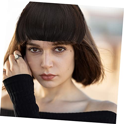 LOORGVEL Fake Hair Bangs Damen Perücke Natürliche Front Haarpracht Volumen Erhöhung Unsichtbare Stirnfransen Patch Braun Schwarz von LOORGVEL