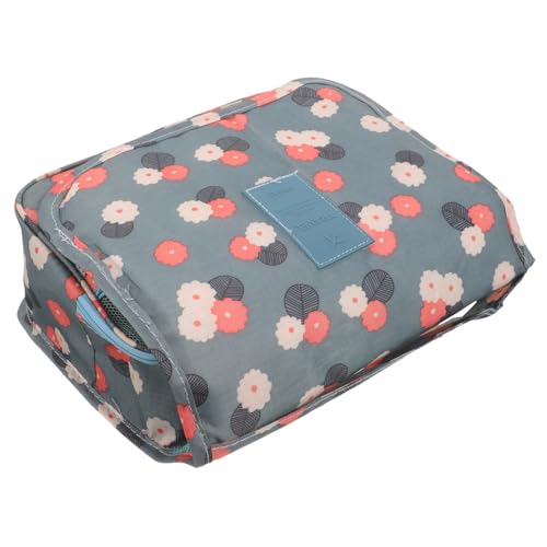 LOORGVEL Faltbare Kosmetiktasche in Blau Mit Blumenmuster Reise-kulturbeutel Mit Robustem Reißverschluss Für Make-up Und Toilettenartikel Für Damen Große Kapazität Handlich Und Langlebig von LOORGVEL