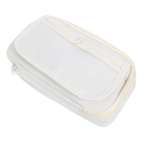 LOORGVEL Federmäppchen Für Schüler Buntstiftorganisator Kinderstiftfall Bleistift-Organizer Schreibwarenkoffer Beutelbeutel Für Die Schule Bleistiftkoffer Mit Großer Kapazität Etui Beige Pu von LOORGVEL