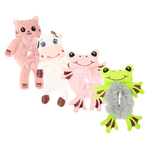 LOORGVEL Flauschige Haargummis 4 Stück Plüsch Haarband für Mädchen Elastische Haarschmuck Zubehör für Alltag und Partys von LOORGVEL