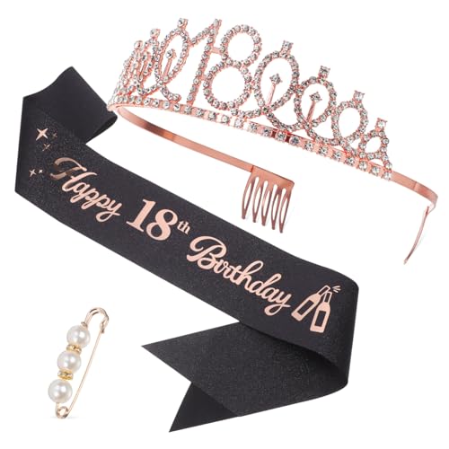 LOORGVEL Geburtstag Deko Mädchen Tiara Krone und Geburtstags Schärpe mit Perlen Pin Leichtes Komfortables und Strapazierfähiges Party Accessoire für Unvergessliche Feierlichkeiten von LOORGVEL