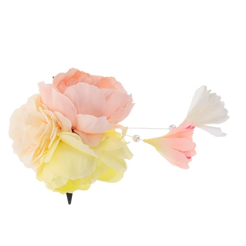 LOORGVEL Gelbe Kunstblumen Haarnadel Für Damen Blumenhaarnadel Mit Polyesterblüten Und Quaste Floraler Haarschmuck Für Blumenmädchen Und Traditionelle Japanische Kleidung von LOORGVEL