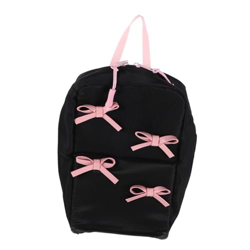 LOORGVEL Große Kosmetiktasche mit Schleifenakzent Reißverschluss und Fächern Niedliche Geräumige Schminktasche für Frauen und Mädchen für Reise Tägliche Hautpflege und Aufbewahrung von LOORGVEL