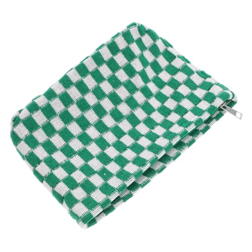 LOORGVEL Große Wiederverwendbare Makeup Tasche mit Karomuster Tragbare Kosmetiktasche für Damen Vielseitiger Reisebegleiter für Kosmetik Schlüssel und Kleinigkeiten von LOORGVEL