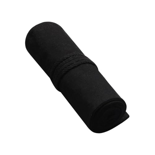 LOORGVEL Großer Canvas Stiftemäppchen Rollwrap mit Fächern Tragbarer Federmäppchen Organizer für Künstler Skizzen Buntstifte Praktische Aufbewahrung Handliche Stifterolle Schwarz von LOORGVEL