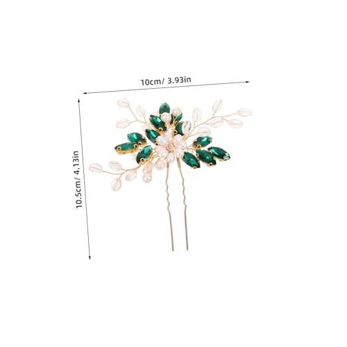 LOORGVEL Grüner Brautschmuck Haarklammern Eleganter Haarschmuck Hochzeit Haarnadeln Für Frauen Handarbeit Langanhaltende Farbe Für Brautkleider von LOORGVEL