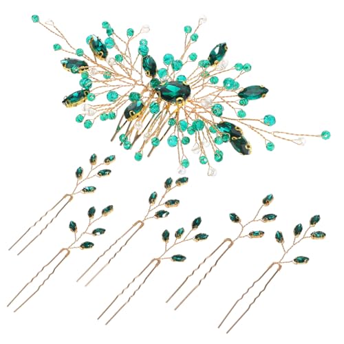 LOORGVEL Grüner Haarkamm mit Strasssteinen Teiliges Haarnadeln und Haarklammern für Damen Eleganter Haarschmuck für Hochsteckfrisuren Leichtes Modisches Zubehör für Ponytails und Dutts von LOORGVEL