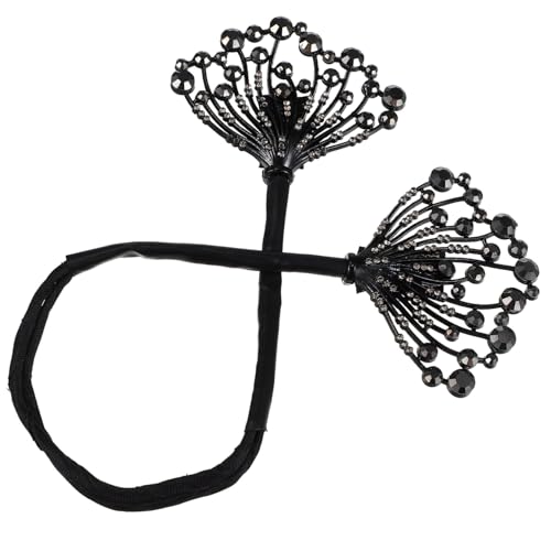 LOORGVEL Haarklammer Dutt Maker Damen Haarknotenclip Drehbarer Haarspangen Haarschmuck für Alltag und Sport Schwarzer Blüten Design Haarnadel Frisuren Accessoire Langlebig und Komfortabel von LOORGVEL