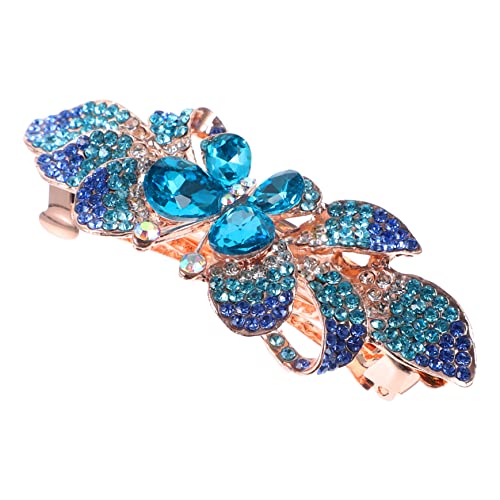LOORGVEL Haarklammer mit Blauen Strasssteinen Großer Metall Haarclip Funkelnder Schmuck für Damen für Party Alltag und Festliche Anlässe Langlebiger und Stabiler Haarschmuck von LOORGVEL