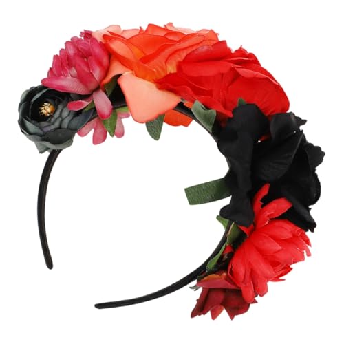 LOORGVEL Halloween Haarband mit Realistischer Rosenblüte Modisches Stirnband in Schwarz Rot Orange Leichtes Party Haarschmuck für Damen und Festival Bequem und Einfach zu Tragen von LOORGVEL