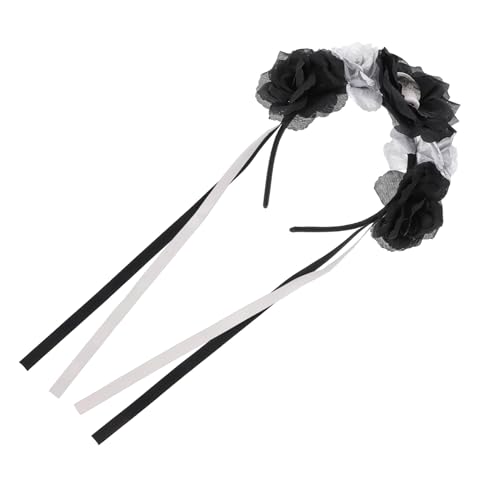 LOORGVEL Halloween Totenkopf Haarreif mit Rosenblüten Day Of The Dead Kopfschmuck für Party Cosplay und Halloween Kostüm Silbernes Braut Accessoire für Festliche Looks von LOORGVEL