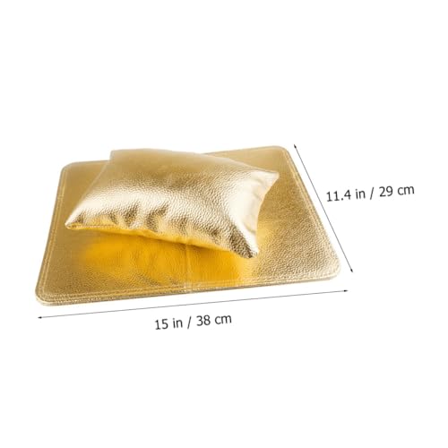 LOORGVEL Handauflage für Nägel Set PU Kissen Handruhekissen Matte Staubschutz Komfortables Handpolster für Maniküre Pediküre Salon und Zuhause Goldfarben von LOORGVEL
