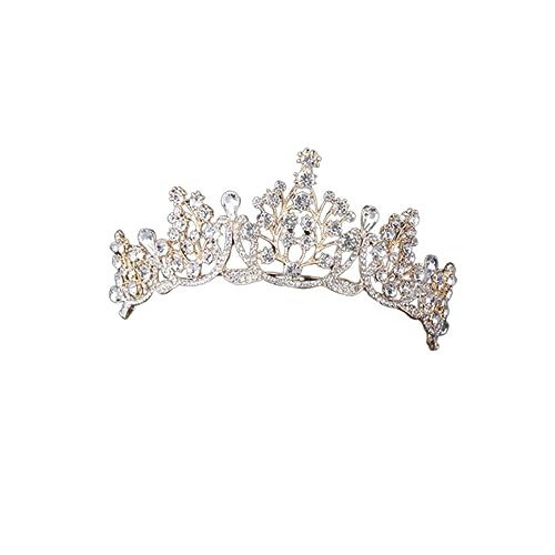 LOORGVEL Handgefertigte Barock Krone mit Funkelnden Strasssteinen Goldener Braut Kopfschmuck Dekorativer Tiara für Hochzeit Party und Festliche Anlässe Eleganter Haarschmuck für Damen von LOORGVEL