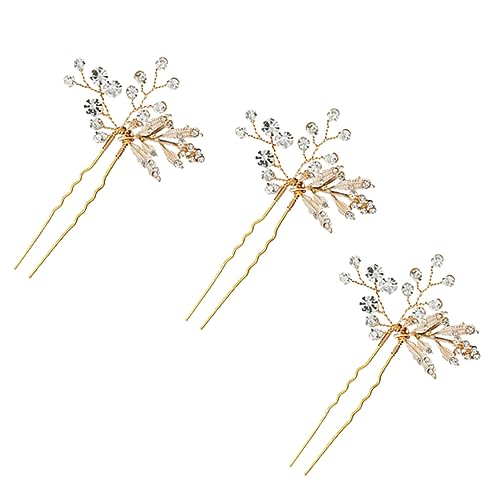 LOORGVEL Handgefertigte Braut Haarnadeln aus Legierung Teiliges Set Goldfarbene Hochzeits Haarspangen mit Strass Eleganter Brautschmuck für Frauen und Mädchen Festliche Hochzeits von LOORGVEL