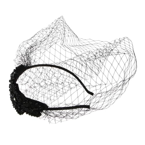 LOORGVEL Handgefertigtes Mesh Kopfschmuck Damen Vintage Haarschmuck Leichtes Stirnband für Party Festival Braut Zubehör Schwarz von LOORGVEL