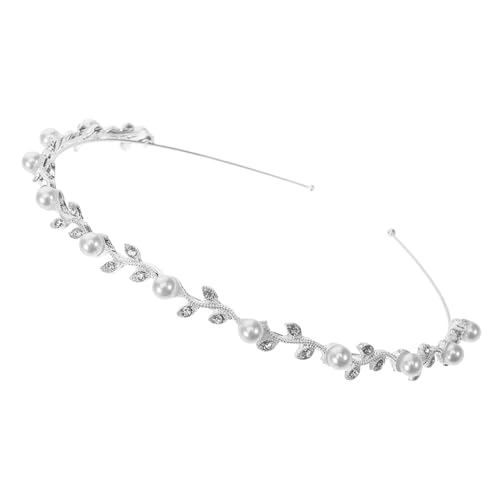 LOORGVEL Hochzeits Haarschmuck Perlen Tiara Silber Diadem mit Strass Legierung und Perlen Eleganter Haarreif für Braut Verlobung Festliche Anlässe Bequeme für Damen von LOORGVEL