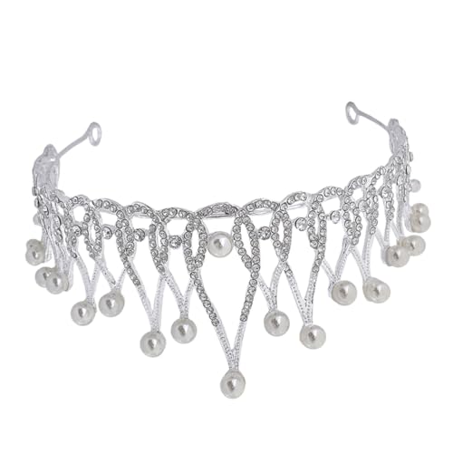 LOORGVEL Hochzeitskrone für Damen Silberfarbene Tiara mit Funkelnden Strasssteinen Hochzeit Haarschmuck Brautzubehör für Geburtstag Party Bankett und Festliche Anlässe von LOORGVEL