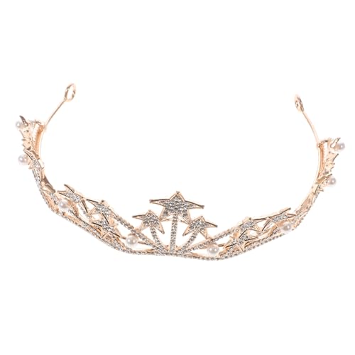 LOORGVEL Hochzeitskrone mit Sternen Electroplated Handgefertigtes Diadem für Damen Braut Party Einzigartiges Design Goldfarbenes Haarschmuck Accessoire von LOORGVEL