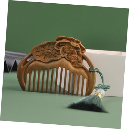 LOORGVEL Holzkamm aus Grünem Sandelholz Ergonomische Massagebürste Entwirrt Nasses und Trockenes Haar Kompakt und Tragbar für Damen Herren und Vielseitig für Haartypen Geeignet von LOORGVEL
