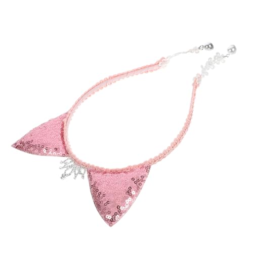 LOORGVEL Katzenohren Haarreif mit Pailletten und Perlenanhänger Pinkes Party Stirnband für Geeignet für Karneval Fasching Geburtstagsfeiern und Kostümpartys von LOORGVEL