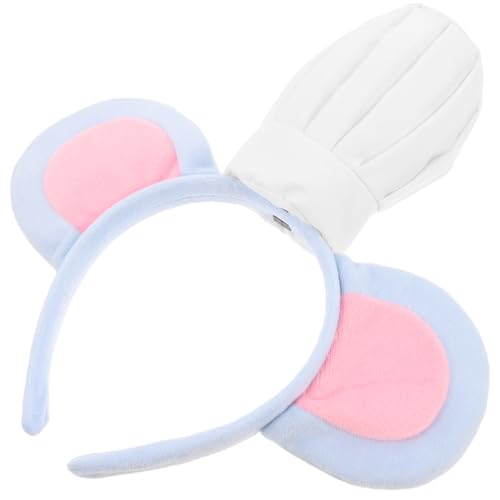 LOORGVEL Kostüm Haarreifen mit Mausohren und Chefkoch Hut Weicher Blauer Stirnband für Erwachsene Vielseitiges Party und Cosplay Accessoire für Halloween und Karneval von LOORGVEL