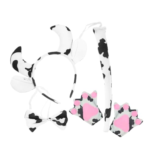 LOORGVEL Kuhkostüm mit Haarreif und Fliege Cosplay Tierkostüm Zubehör für Karneval Fasching Bühnenauftritte und Partys Vielseitige Verkleidung für Erwachsene von LOORGVEL