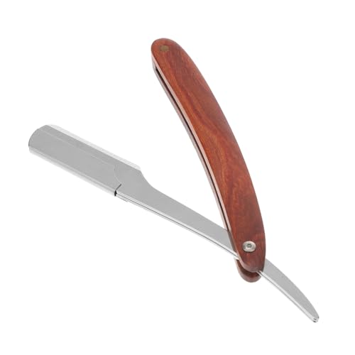 LOORGVEL Manueller Rasiermesser mit Holzgriff Gerades Barbierrasiermesser Faltbar Leicht Langlebig für Bart Koteletten Kurze Haare Geeignet für Herren und Friseursalons Sicher und von LOORGVEL
