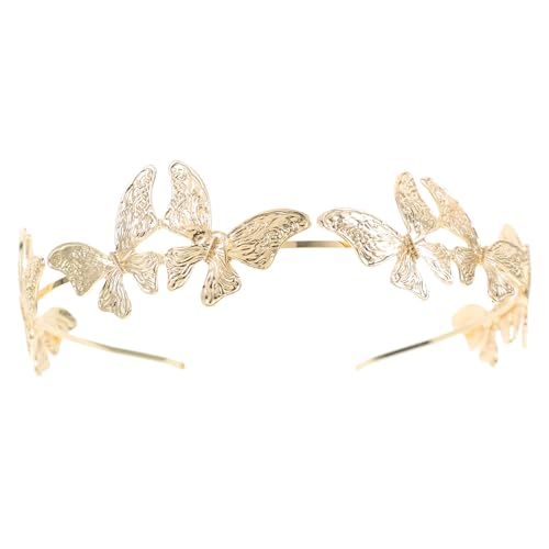 LOORGVEL Metall Schmetterlings stirnband Damen Stilvolles Haarschmuck für Hochzeit Party Alltag Goldfarbener Legierungs haarreif Modisches Accessoire für Frauen und Mädchen von LOORGVEL