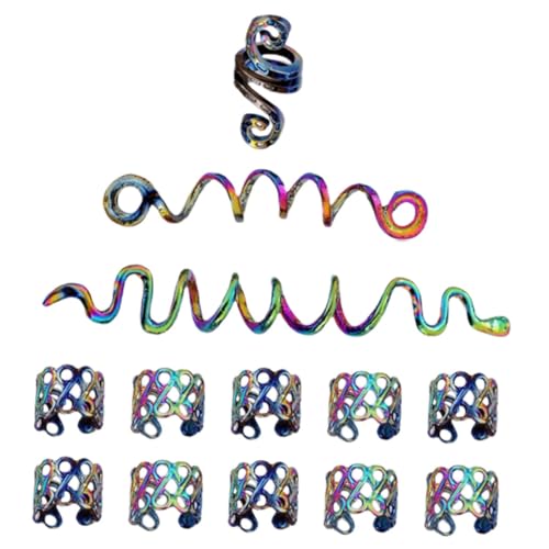 LOORGVEL Metallic Haarring Teilig Spiralförmige Dreadlock Schmuckclips für Geflochtenes Haar Damen Zubehör für Braids Party Festival von LOORGVEL
