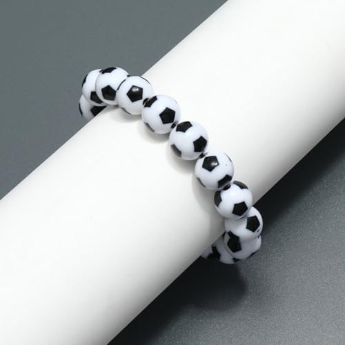 LOORGVEL Minimalistisches Fußball Perlen Armband für Herren Modisches Sportaccessoire Handgefertigt Robust Geschenk für Fußballfans zu Geburtstag Party Weihnachten und Valentinstag von LOORGVEL