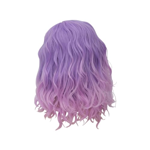 LOORGVEL Modische Kurze Lockige Damen perücke mit Seitlichem Ponyersatz Synthetisches Ombre haar in Farbverlauf Atmungsaktiv Wiederverwendbar und Komfortabel für Cosplay Party und Alltag von LOORGVEL
