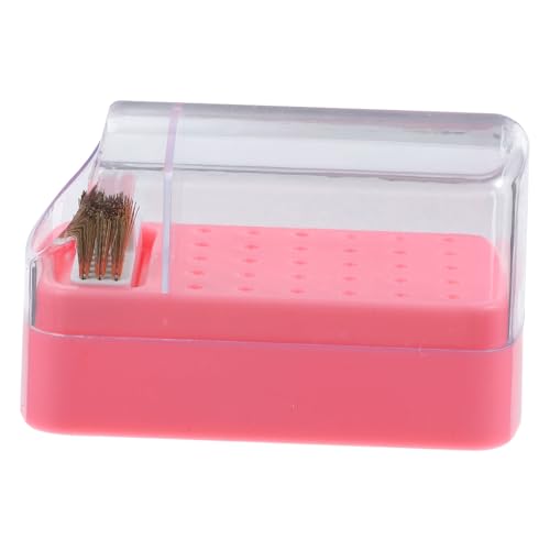 LOORGVEL Nagelbohrer Aufbewahrungsbox Fächer mit Reinigungsfunktion Transparenter Maniküre Organizer aus Langlebigem Kunststoff Hygienische Bohrerbox für Nagelstudio und Heimgebrauch von LOORGVEL