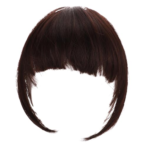 LOORGVEL Natürlich Wirkende Clip in Haarverlängerung mit Seitlichen Strähnen Synthetische Haartolle für Damen Voluminöse Falsche Extensions in Dunkelbraun Passend für Gesichtsformen von LOORGVEL