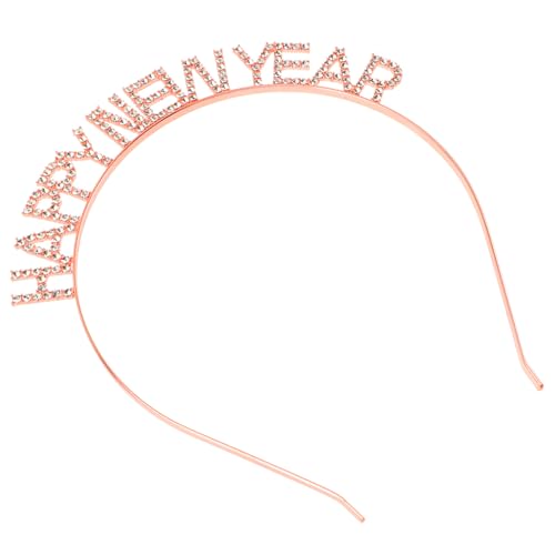LOORGVEL Neujahrs Haarreif Damen mit Kristallbuchstaben Festliches Stirnband in Roségold Dekoratives Party Accessoire für Silvesterfeiern und Foto Spaß Leicht und Angenehm zu Tragen von LOORGVEL