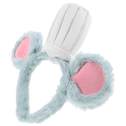 LOORGVEL Niedliches Mausohren Stirnband mit Kochmütze Plüschkopfband für Erwachsene Weich Bequem Lustiges Cosplay Kostüm Party Dekoration Maskerade Zubehör von LOORGVEL