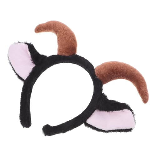 LOORGVEL Niedliches Schaf-ohr-stirnband Mit Hörnern, Plüsch-ziegen-kopfbedeckung, Lamm-haarband, Kopfbedeckung Für Kinder Und Erwachsene, Bauernhoftier-kostüm, Haarschmuck, von LOORGVEL