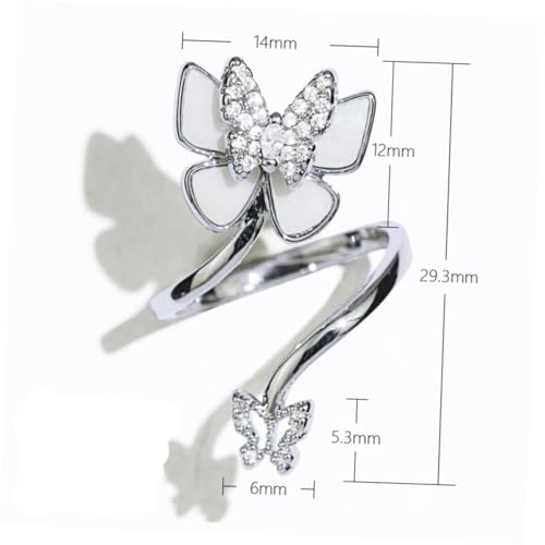 LOORGVEL Offener Fingerring Damen Schmuck mit Perlen und Zirkonia Verstellbarer Modischer Ring für Nageldekoration und Cosplay Silberfarbene Fingerdekoration für Frauen von LOORGVEL