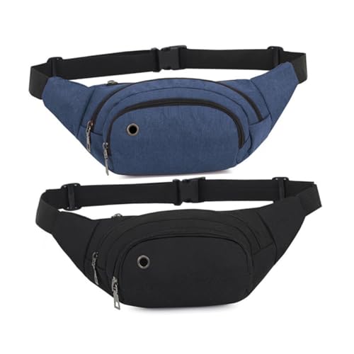 LOORGVEL Outdoor Waist Bag für Damen und Herren Leichtgewichtige Sport Bauchtasche mit Großem Fassungsvermögen Geeignet für Joggen Wandern Camping Verstellbar mit Kopfhöreröffnung Schwarz von LOORGVEL