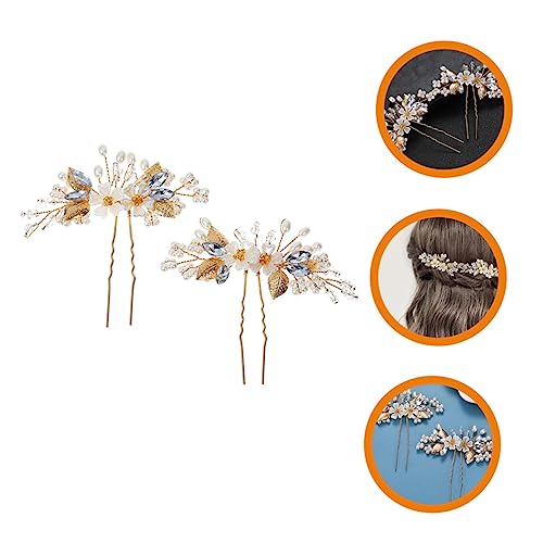 LOORGVEL Perlen Haarnadeln mit Strassbesatz Goldfarbene U Förmige Braut Haarschmuck für Frauen Hochzeit Accessoires Leicht und Rutschfest für Braut und Brautjungfern von LOORGVEL