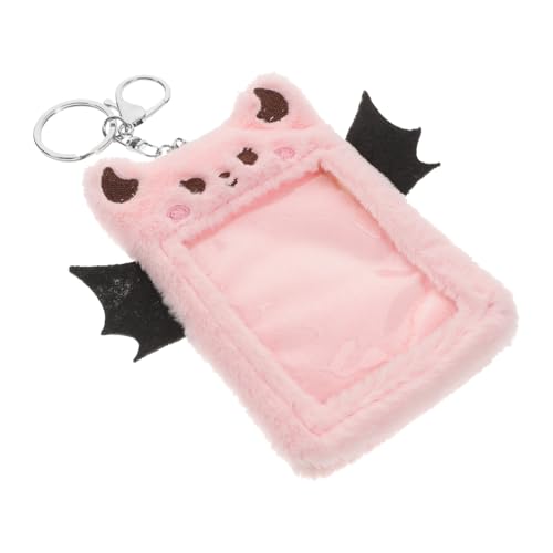 LOORGVEL Plüsch Kartenhalter mit Teufelsflügeln Wiederverwendbarer mit Schlüsselanhänger Weiche Hülle für Bank Kredit und Studentenausweise und Leicht Praktisches Accessoire für Mädchen von LOORGVEL