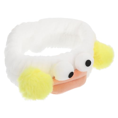 LOORGVEL Plüsch Waschgesicht Haarband Damen Cartoon Stirnband mit Lustigen Ohren und Hörnern Weich Bequem Niedlich Geeignet für Spa Make Up und Tägliche Haarfixierung Weiß von LOORGVEL