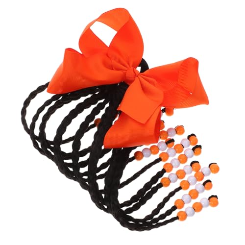 LOORGVEL Ponytail Extension mit Flechtperlen und Schleife Geflochtene Haarverlängerung Perücke für Mädchen Vielseitig für Alltag Party Cosplay Bühnenauftritt von LOORGVEL