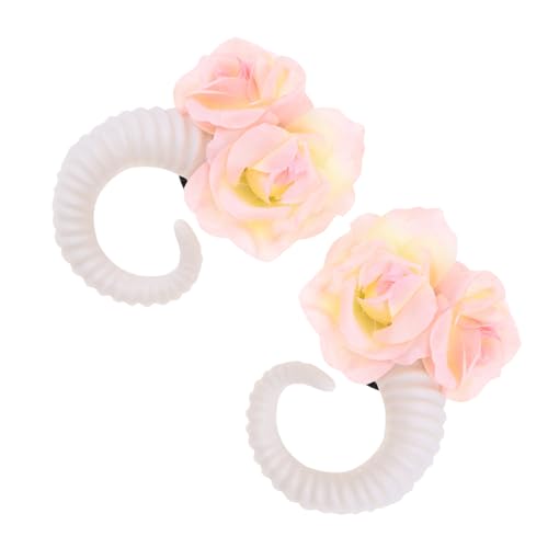 LOORGVEL RAM Horn Haarreif mit Rosen Dekoratives Halloween Stirnband Bequemes Modisches Kopfschmuck für Party Festival und Cosplay von LOORGVEL
