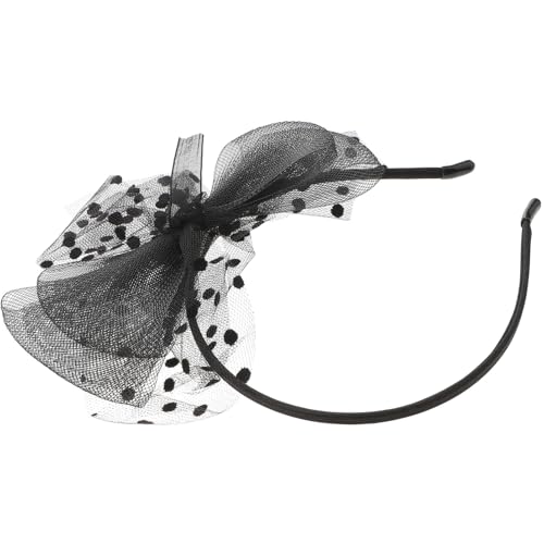 LOORGVEL Retro Damen Haarband mit Großem Schleifen netz und Spitze Stilvolles Langlebiges Vintage Haarschmuck mit Schleife und Schleier Modisches Stirnband für Party und Alltag Schwarz von LOORGVEL