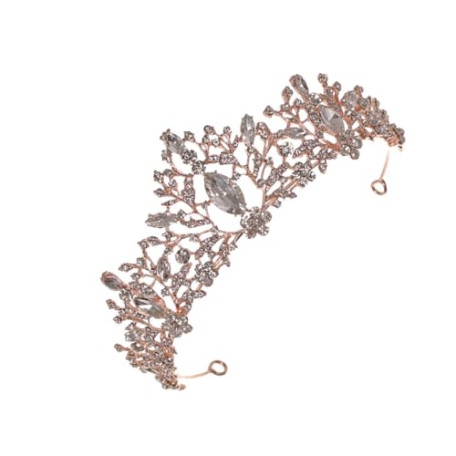 LOORGVEL Retro Stil Kristallkrone Braut Tiara Haarschmuck in Roségold Langlebiges Hochzeits stirnband für Damen und Brautjungfern Stilvolles Haarschmuck accessoire für Hochzeit und von LOORGVEL