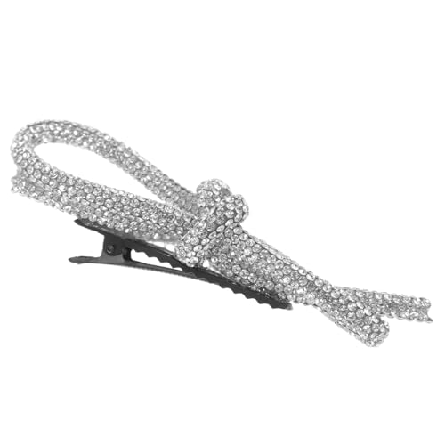 LOORGVEL Rhinestone Schleifen Haarspange aus Metall für Damen Eleganter Haarschmuck mit sicherem Sitz Geeignet für feines Haar Partys Hochzeiten und Alltag Silberfarben von LOORGVEL