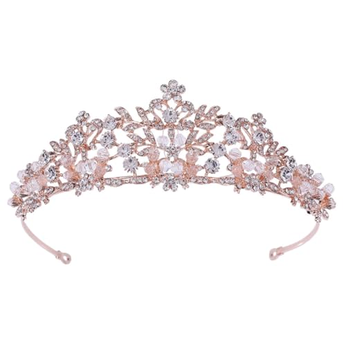 LOORGVEL Roségold Brautkrone mit Funkelnden Strasssteinen Diadem Stirnband für Hochzeit Festlicher Brautschmuck Prinzessin Pageant Krone Damen Headpiece für Besondere Anlässe von LOORGVEL