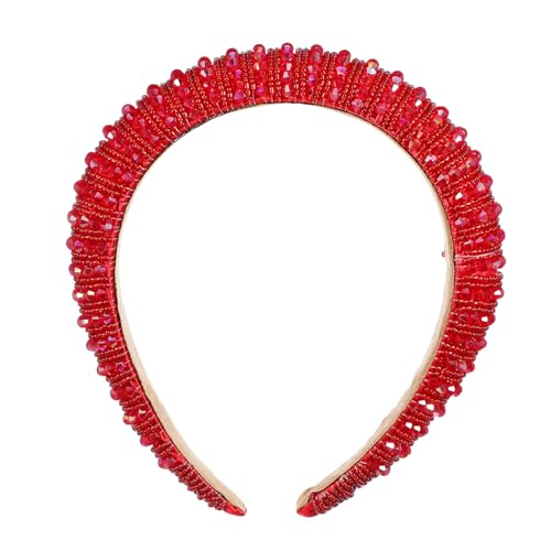 LOORGVEL Rotes Barock Strass Haarreif Damen Glänzendes Perlenbesetztes Headband für Party Hochzeit Festtagsstyling von LOORGVEL